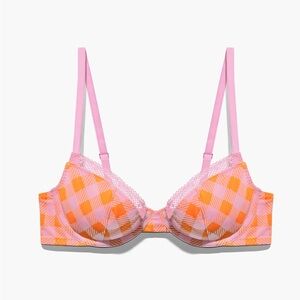 Pink and Orange Checkered Bra